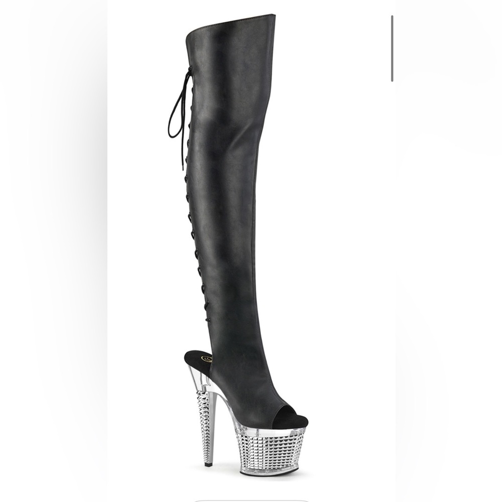 Elegant Black and Silver Over-the-Knee Boots